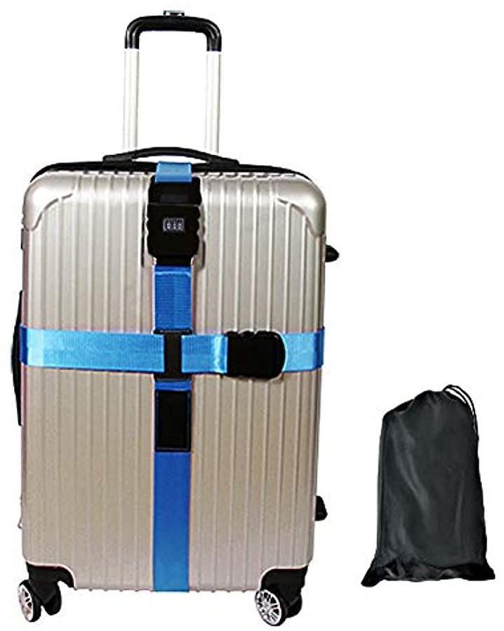 スーツケースベルト 3桁ダイヤルロック付 十字型 荷物ロックベルト