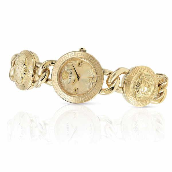 Gold medusa stud icon bracelet clearance watch