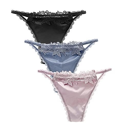 Buy Josigge Thong Women's Panties Lace Edge Luxury Glossy Satin