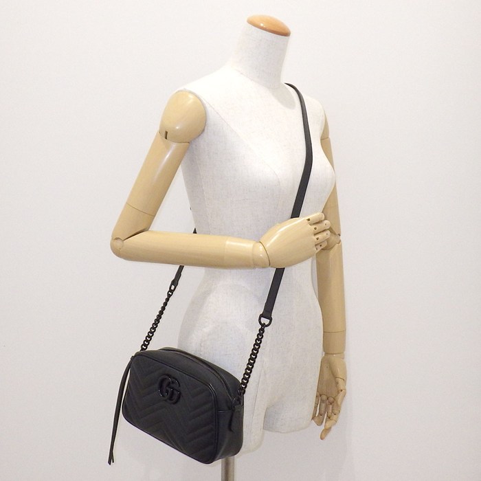 GUCCI Shoulder Bag GG Marmont Small Camera Bag So Black 447632