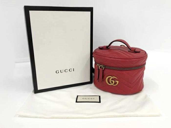 [Used] GUCCI GG Marmont Mini Backpack Leather Red 598594