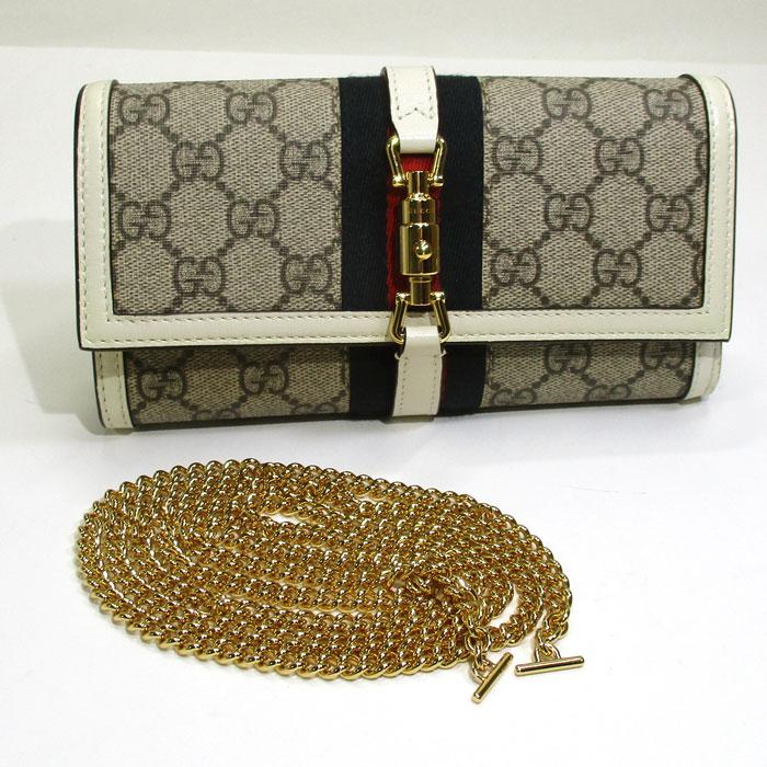 Gucci Jackie 1961 Chain Wallet, White, GG Canvas