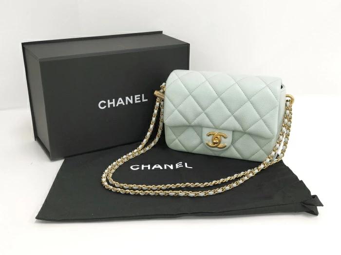 Buy Free Shipping [Used] CHANEL Mini Matelasse 20 Chain Shoulder Bag Caviar  Skin Light Green from Japan - Buy authentic Plus exclusive items from Japan