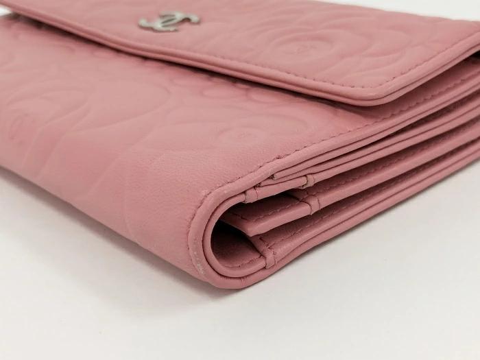 Chanel Pink Lambskin Camellia Flap Wallet - modaselle