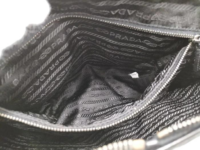 Prada Black Leather and Nylon Boston Bag