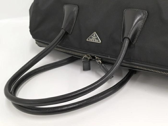 Buy [Used] PRADA Boston Bag Triangle Plate Nylon Leather Black from Japan -  Buy authentic Plus exclusive items from Japan