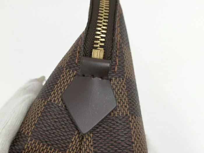 Louis Vuitton Pre Loved Damier Ebene Canvas Leather Make Up Toiletry Pouch  in Brown