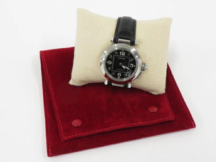 中古] CARTIER パシャC メンズ 腕時計 SS 革 自動巻き ブラック文字盤 