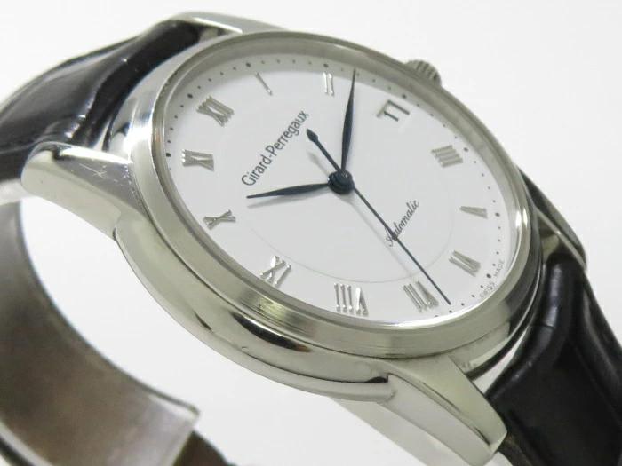 [中古] GIRARD PERREGAUX メンズ 腕時計 自動巻き デイト SS レザー ブラック文字盤 9043