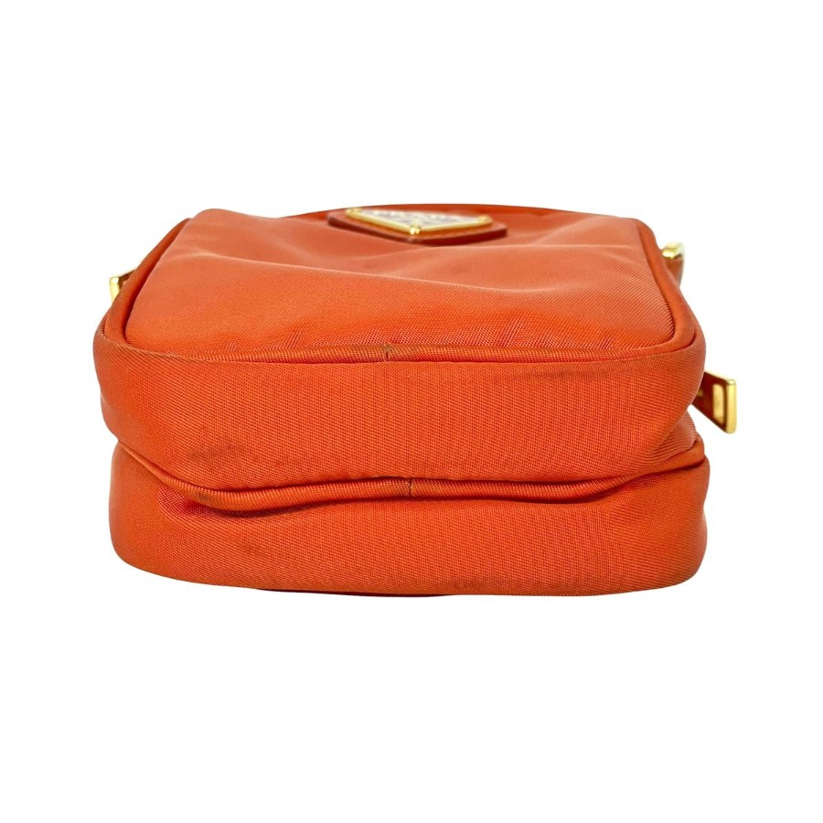 Used] PRADA Nylon Phone Case Orange Triangle Logo Mini Shoulder