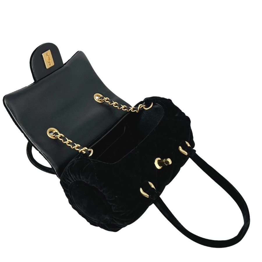 Used] CHANEL Matelassé Mini Bowling Bag Velvet 2024 VIP Limited