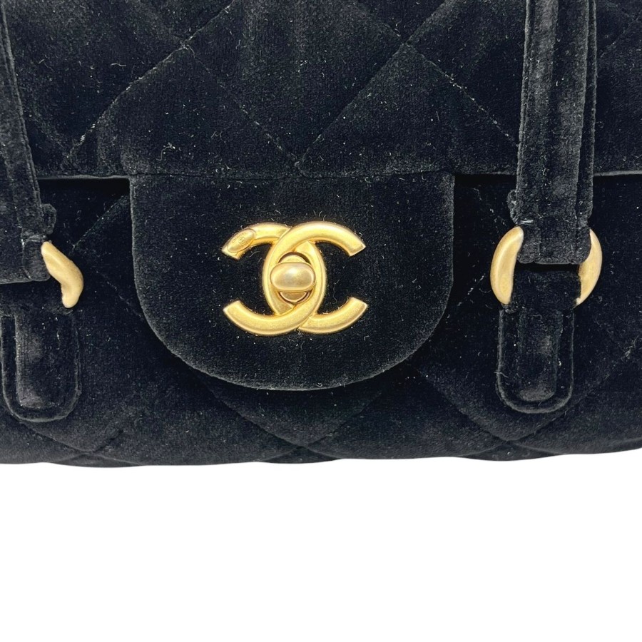 Used] CHANEL Matelassé Mini Bowling Bag Velvet 2024 VIP Limited