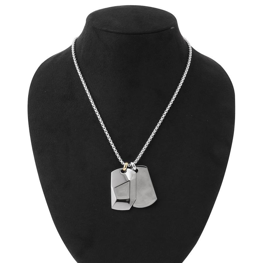 DIESEL DX1143040 Double Plate Dog Tag Necklace Pendant Gunmetal