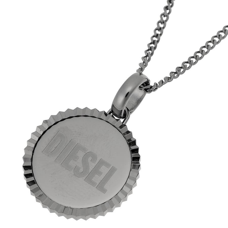 Diesel DIESEL DX1362060 logo necklace pendant gunmetal men's accessories