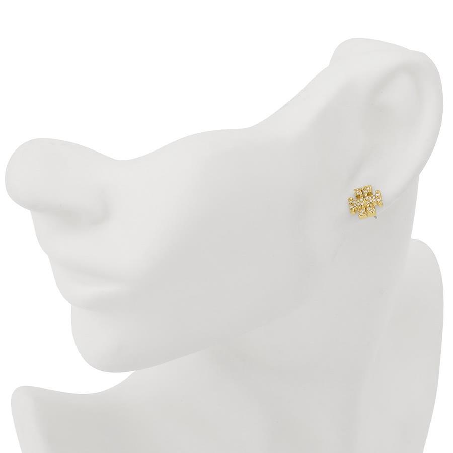 Tory Burch 53423-783 Kira pave stud earrings double T logo gold