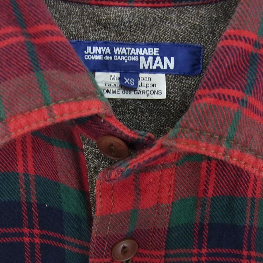 JUNYA WATANABE COMME des GARCONS MAN AD2014 WN-B031 Different material  switching elbow patch check shirt [pre-owned]