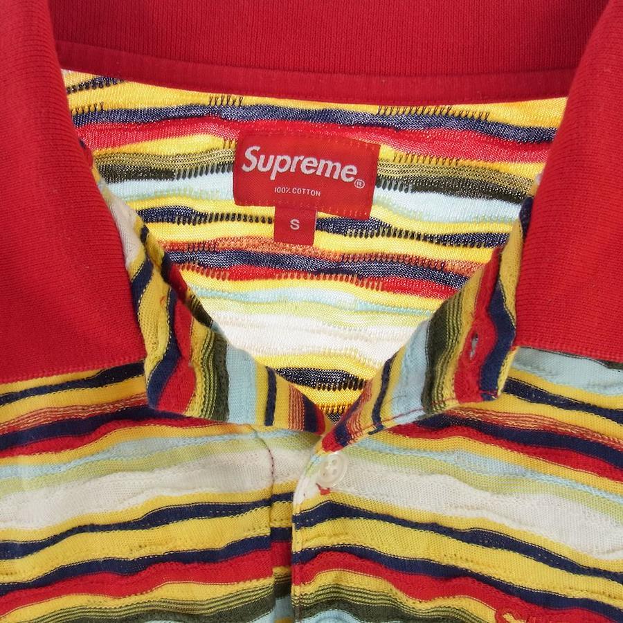 Supreme Supreme 19AW TEXTURED STRIPE POLO textured multi-border striped  knit short-sleeved polo multi-color system red system S [pre-owned]