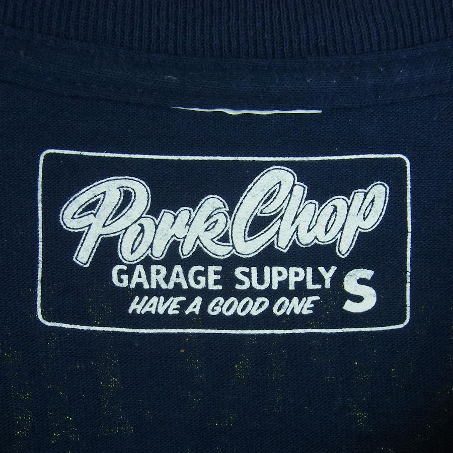 Pork chop garage supply PORKCHOP GARAGE SUPPLY PORK FRONT TEE pork front  short-sleeved T-shirt navy system [superb beauty product] [used]