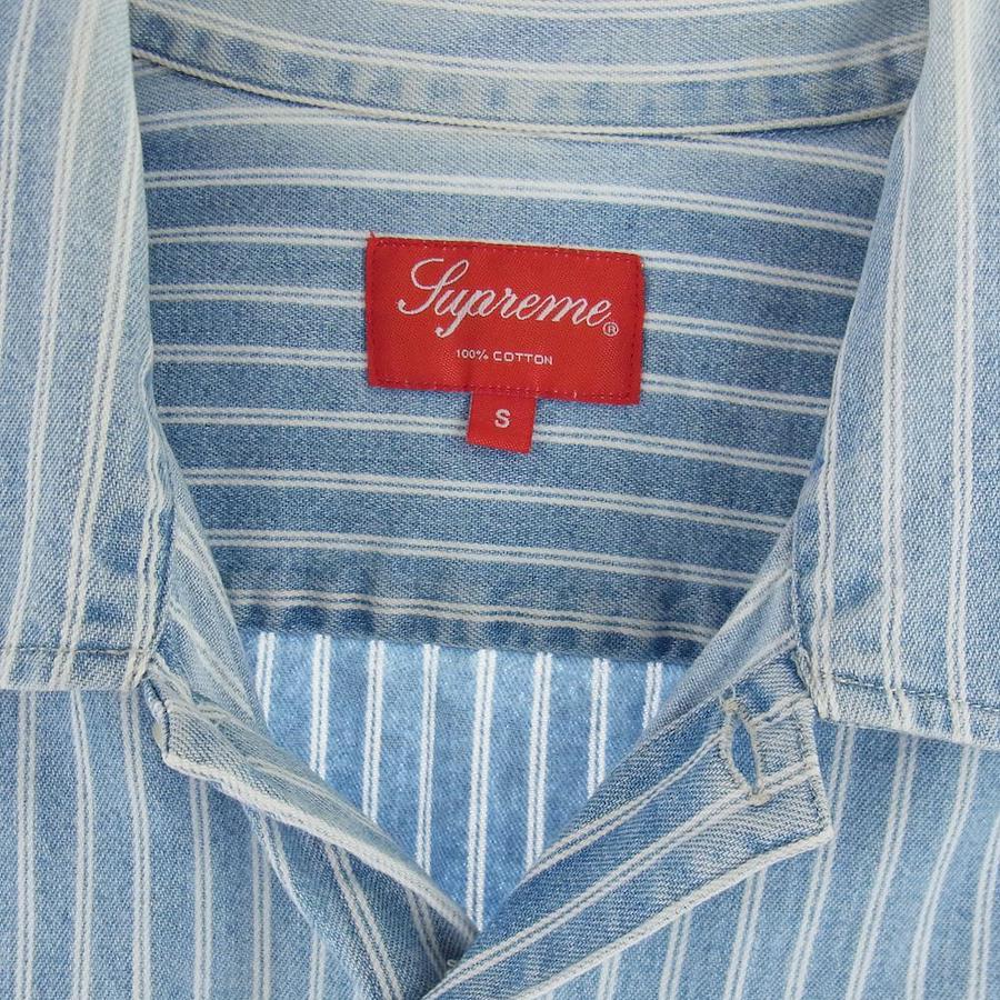 Supreme Supreme 17SS Stripe Denim S/S Shirt back logo stripe short sleeve  denim shirt light blue series S [used]