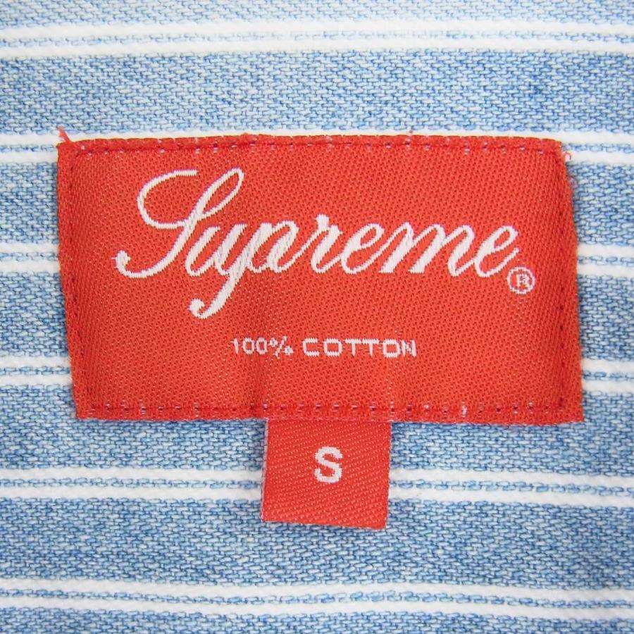 Buy Supreme Supreme 17SS Stripe Denim S/S Shirt back logo stripe 