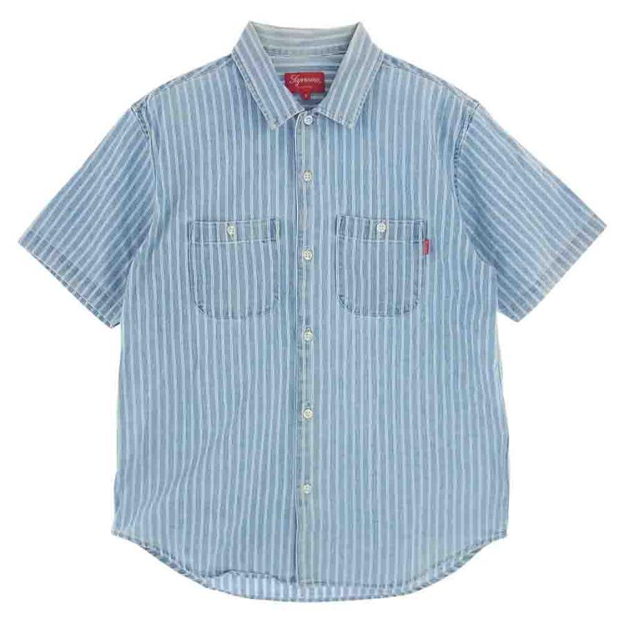 Supreme Supreme 17SS Stripe Denim S/S Shirt back logo stripe short sleeve  denim shirt light blue series S [used]