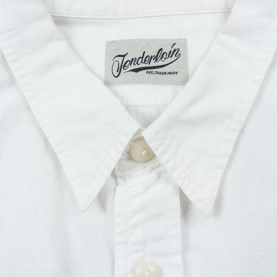 TENDERLOIN Tenderloin T-WORK SHT SLUB S/S slab chain stitch logo embroidery  short sleeves work shirt white series L [used]