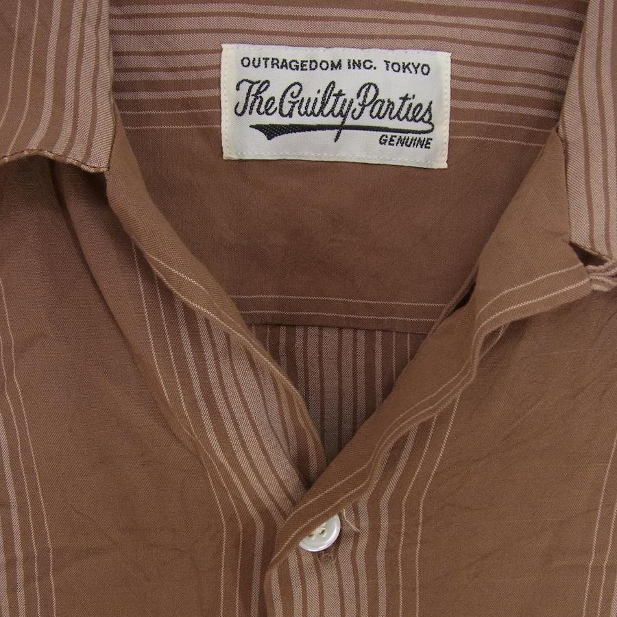 WACKO MARIA 22AW 22FW-WMS-OC01 STRIPED OPEN COLLAR SHIRT L/S Striped open  collar long sleeve rayon shirt brown [Used]