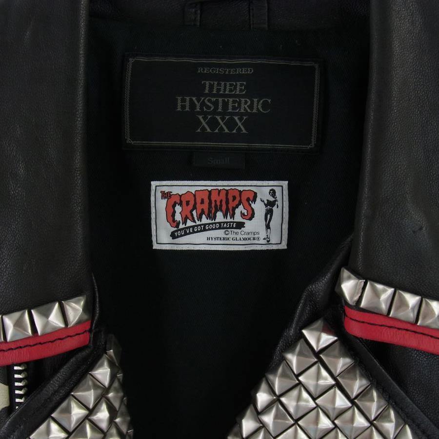 HYSTERIC GLAMOUR ヒステリックグラマー 17AW 06173LB02 THE CRAMPS CR/STUDS&PATCH リメイク  ラムレザー ダブルライダース ジャケット バッジ【中古】