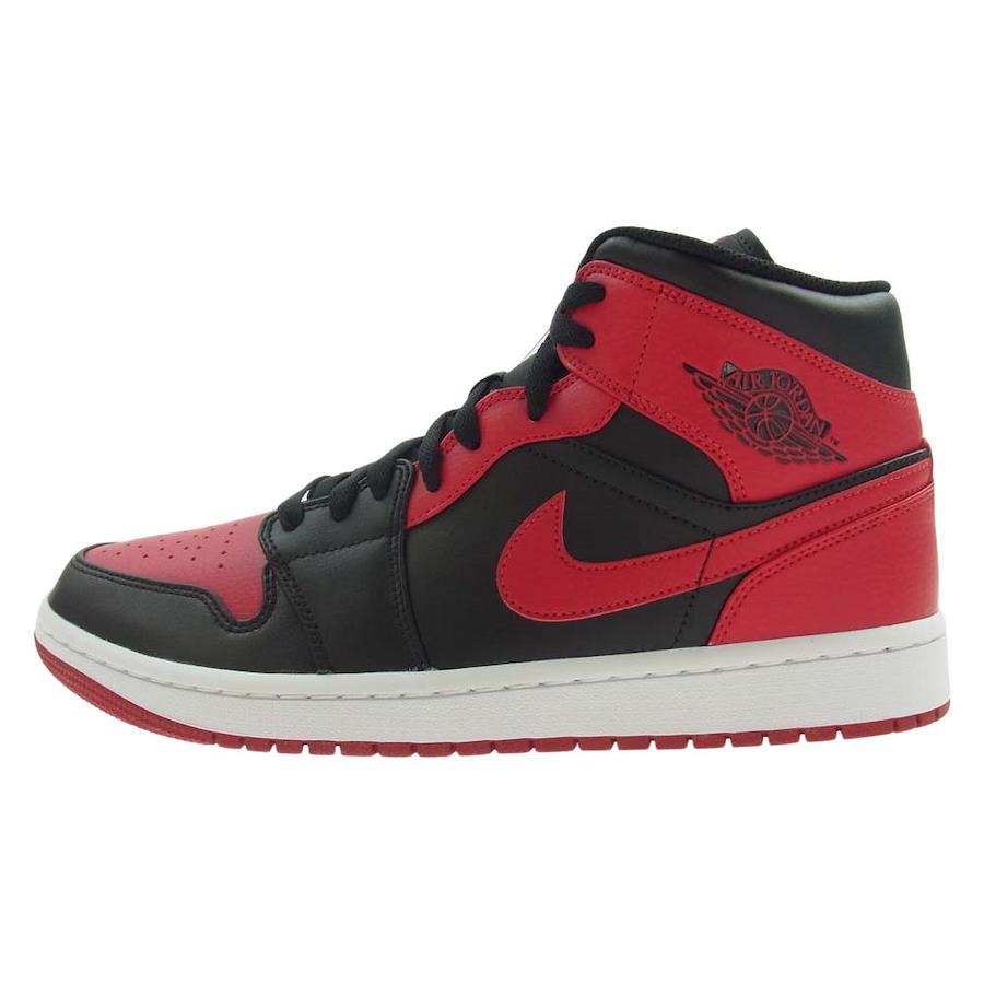 NIKE 554724-074 Air Jordan 1 Mid Bred AJ1 Air Jordan Mid Bred Sneakers  Black Red 27.5cm [New] [Unused] [Used]