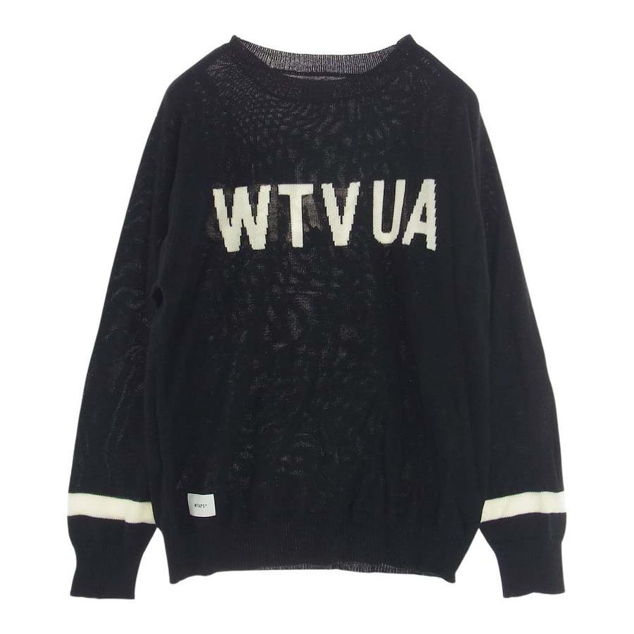 WTAPS Double Taps 18AW CREW SWEATER Logo Crew Neck Knit Sweater Black  Series 2 [Good Condition] [Used]