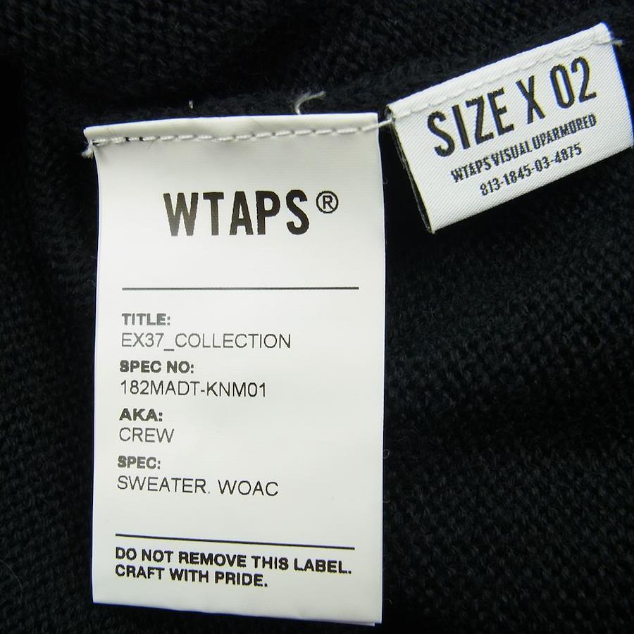 WTAPS Double Taps 18AW CREW SWEATER Logo Crew Neck Knit Sweater Black  Series 2 [Good Condition] [Used]