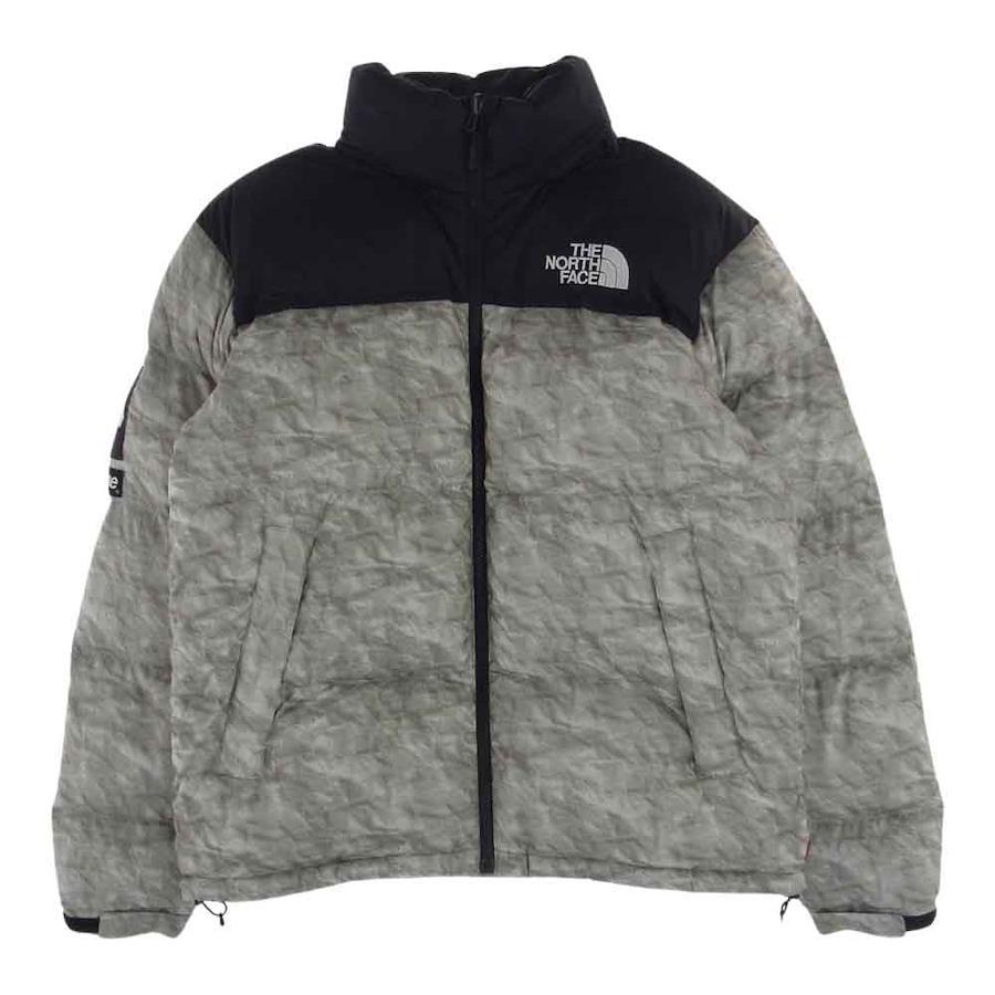 Supreme 19AW The North Face THE NORTH FACE Paper Print Nuptse Jacket Paper  Print Nuptse Down Jacket Black Gray M [Used]