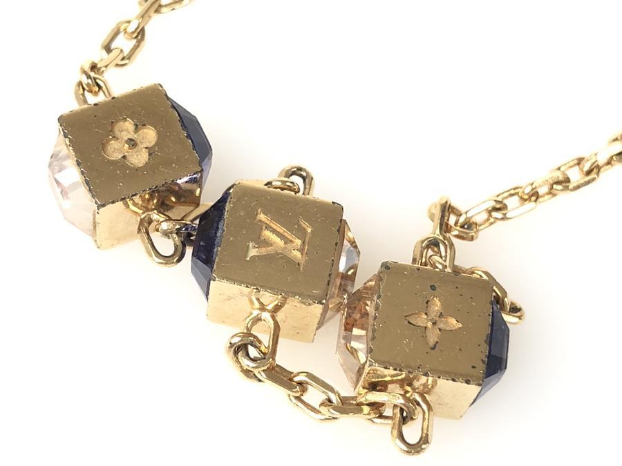 Louis Vuitton Collier Gamble Necklace Gold Logo & Cube Swarovski M65096  Japan