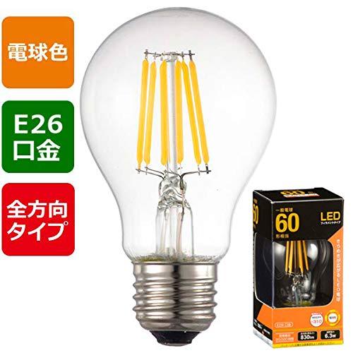 OHM LED電球 フィラメントタイプ 一般電球形 E26 60形相当 6W 電球色 全方向 LDA6L C6 06-3463 - 日本の商品 ...