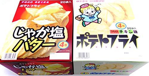 東豊製菓 ポテトフライ フライドチキン味 じゃが塩バター味 各1箱 袋入り 計2箱セット Zenplus