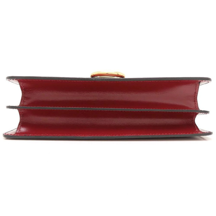 CELINE W Flap Handbag Calf Wine Red Women's /353413 [Used] from