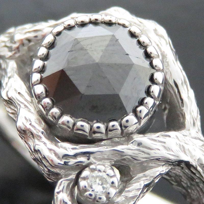 Black diamond ring ring black diamond 1.09ct diamond 0.01ct 12 K18WG white  gold / 64639 [used] [FJ]