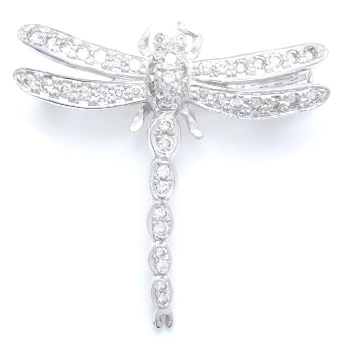 Dragonfly Motif Brooch and Pendant Top Diamond 0.52ct Dragonfl...