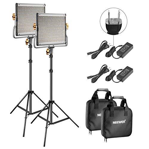 Neewer 2 Packs Dimmable Bi-Color 480 LED Video Light and Stand Lighting Kit  Includes: 3200~5600K CRI 96+ LED Panel with U Bracket, 75 inches Light