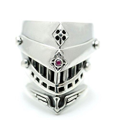 [Silver One] si Medieval Armor Armor Ring Men's Silver 925 with Garnet Free  Size Nos. 15-23