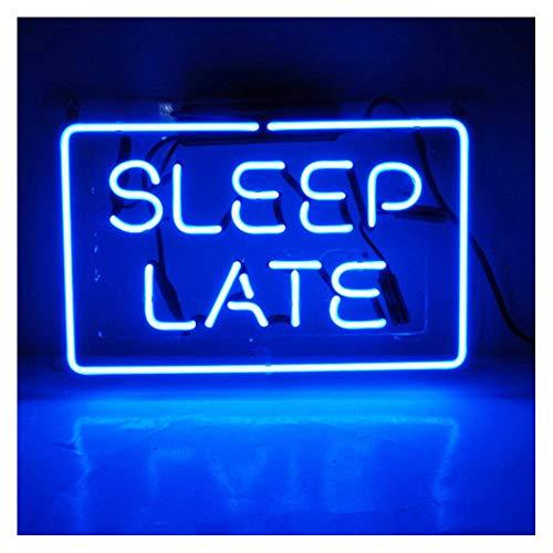 sleep late ネオンサイン ライトNEON SIGN 青色 ビールバー 家装飾 パーティーインテリア13＊8インチ