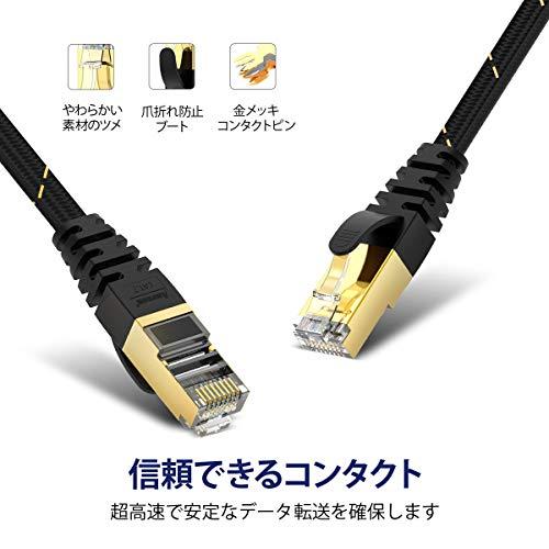 CAT7準拠STP 高速LANケーブル (8m) AMPCOM 10Gbps/600MHz RJ45