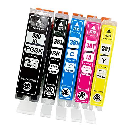 Canon Canon BCI-381 (BK / C / M / Y) + BCI-380XL (PGBK / Large capacity)  [Pigment] [5-color multi-pack] Latest compatible ink cartridge 《IC chip