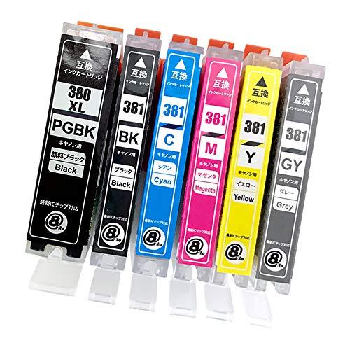 Canon Canon BCI-381 (BK / C / M / Y / GY) + BCI-380XL (PGBK / Large  capacity) [Pigment] [6 color multi-pack] Latest compatible ink cartridge <<  IC