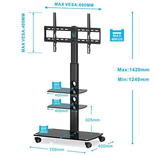FITUEYES テレビスタンド 32～65型対応 キャスター付き 高さ角度調節