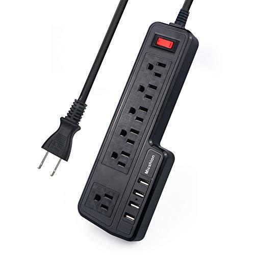 Micshion USB電源タップ コンセント 個別スイッチ 6AC充電口（110-240V ...