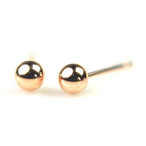 Buy K18 18K Pink Gold Round Ball Earrings 3mm Ball Earrings 1 Pair
