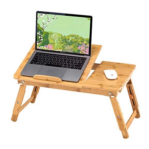ノートパソコンデスク PCスタンド 傷付きにくい 竹製 ベッドテーブル