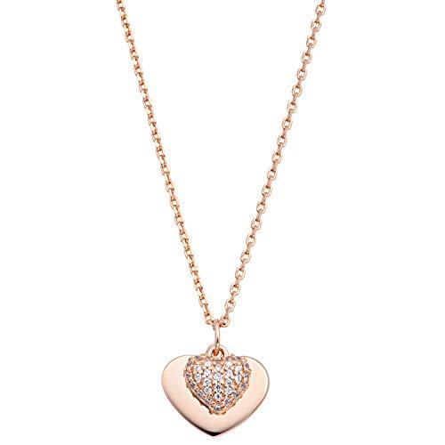 [Michael Kors] MICHAEL KORS Sterling Silver x 14K RG Plate Coating Pave  Heart Pendant Necklace MKC1120AN791 [Parallel imports]