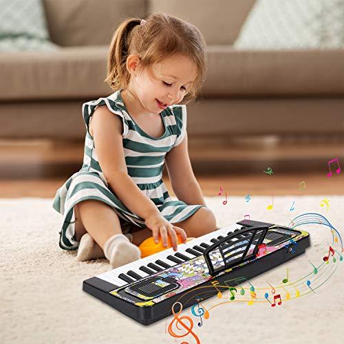 SANMERSEN 電子キーボード 6曲デモ内蔵 8種類音色 8つリズム 4つ内蔵打楽器 鍵盤 ピアノ多機能 高音質 軽量 楽器キーボード CPC認証  CE認証済 譜面立て付き 日本語取扱説明書付き（ブラック） (49鍵 20x 8x2in)